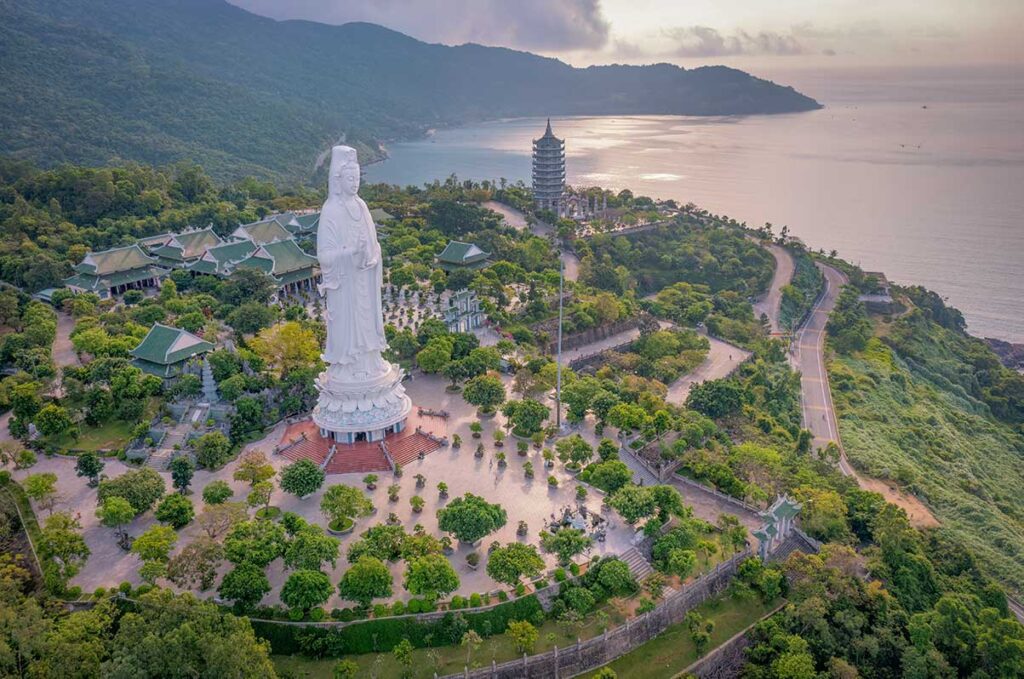 View of the Linh Ung Pagoda and Lady Buddha statue on Son Tra Peninsula – scenic day trip from Hoi An to Da Nang.
