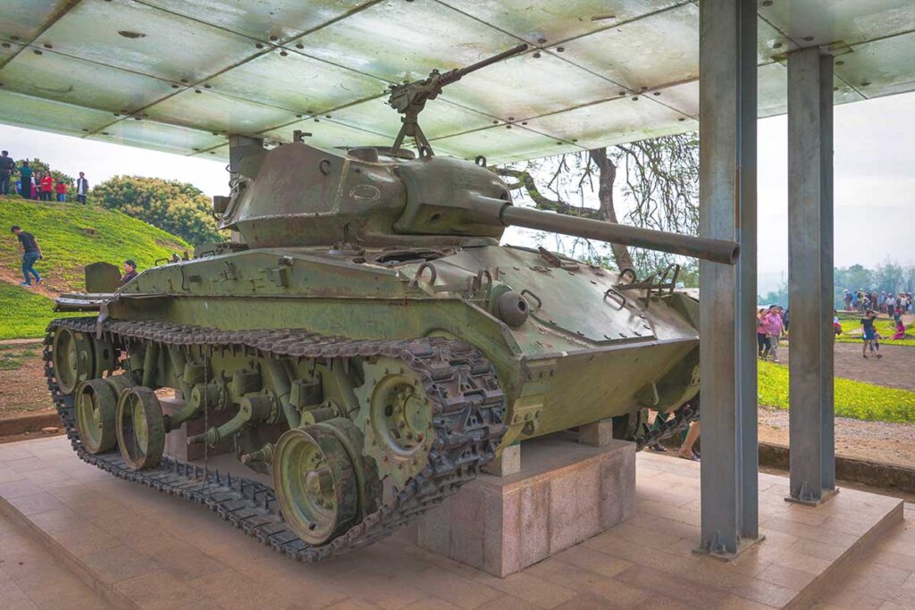 ​Another view of a wartime tank preserved as a monument on Hill A1.