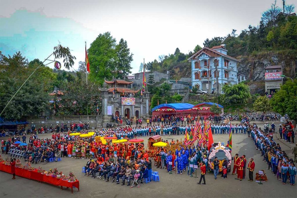 Local festival celebrations on the square in front of Bac Ha Temple