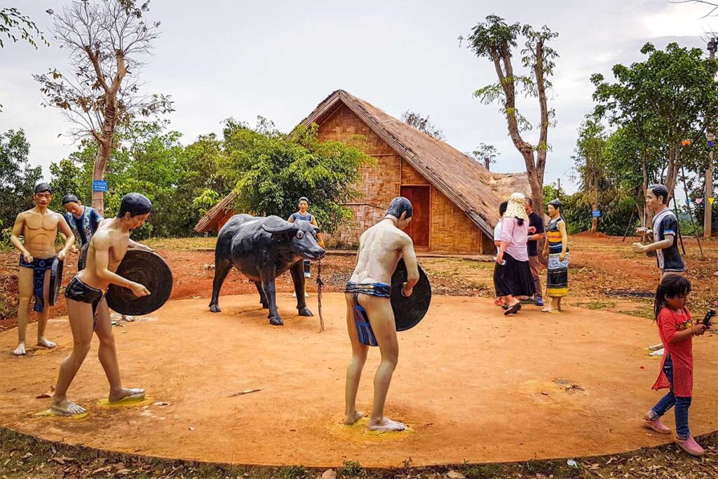 Displays showing the ethnic life at Bom Bo VIillage
