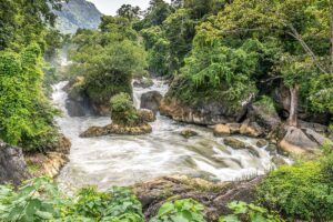 The Dau Dang Waterfall surrounded by forest and jungle of Ba Be National Park