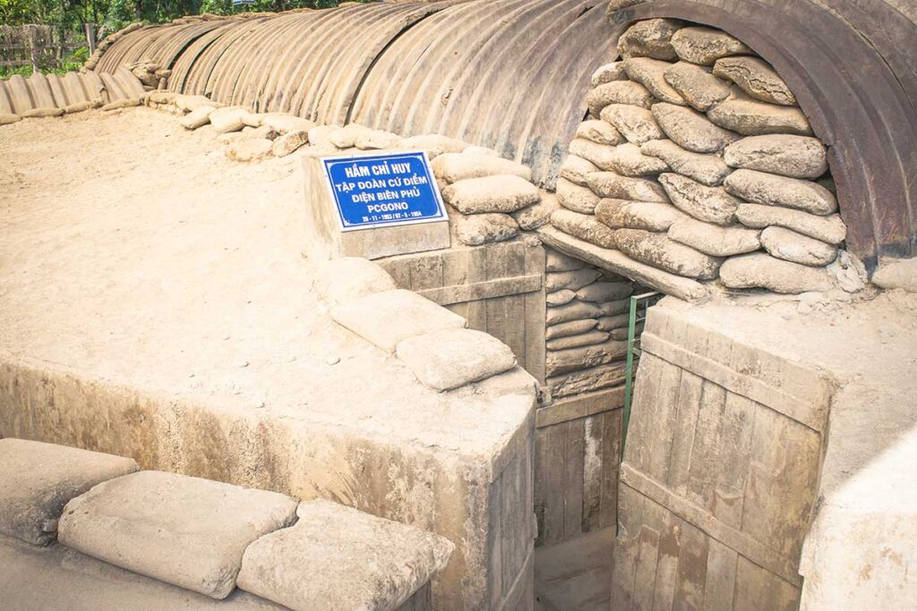 The command bunker used during the Dien Bien Phu campaign, preserved as a historical site.
