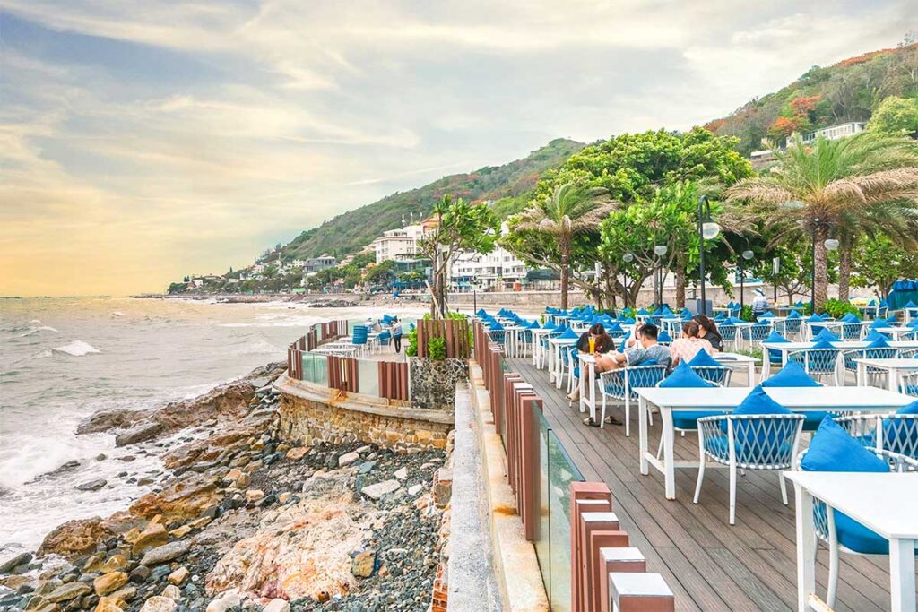People having a drink at Marina Seafood Restaurant on the coast of Vung Tau