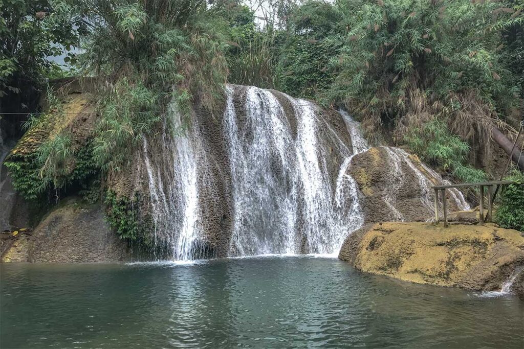 The small Mo Waterfall with natural pool in Na Hang