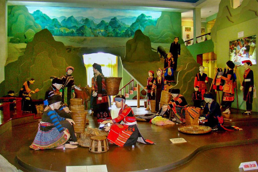 An exhibit with dolls representing ethnic groups in Vietnam inside Museum of Vietnam's Ethnic Cultures in Thai Nguyen City