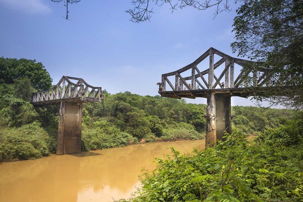 Song Be broken bridge in Binh Duong
