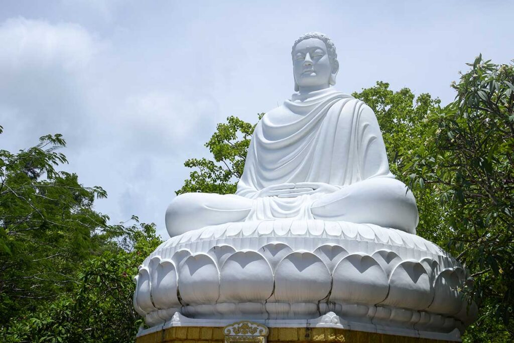 A white large Buddha at Thich Ca Phat Dai Pagoda in Vung Tau