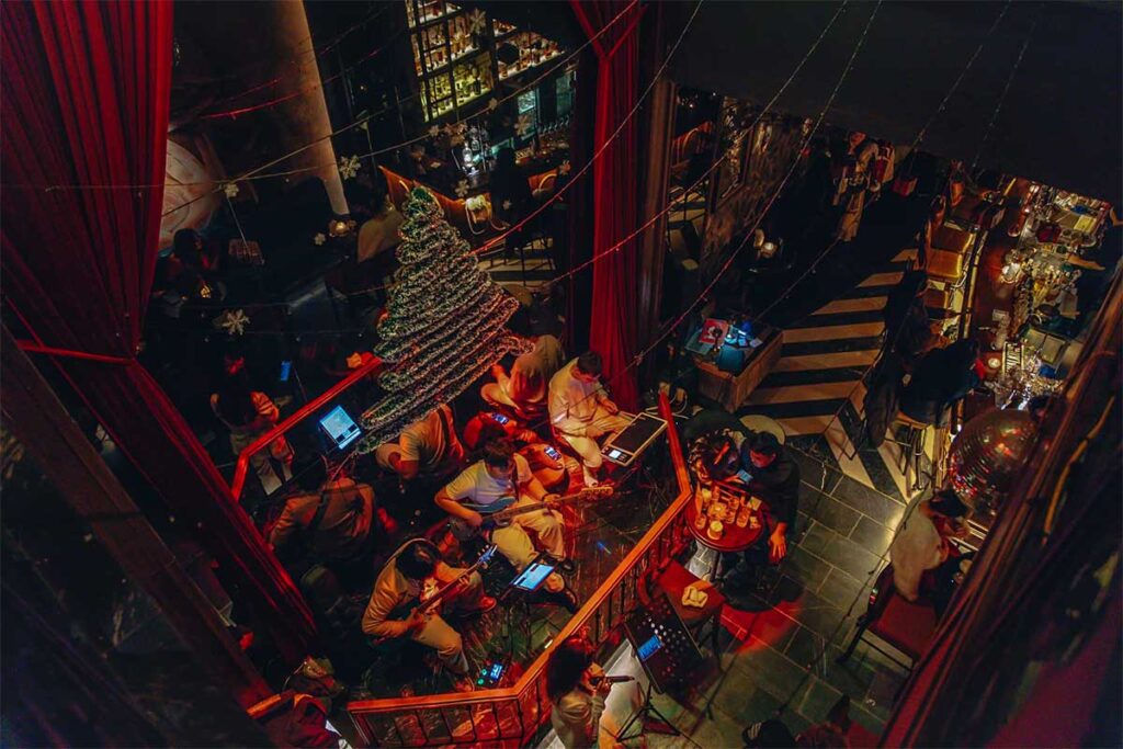 A Christmas party in Hanoi with a live band