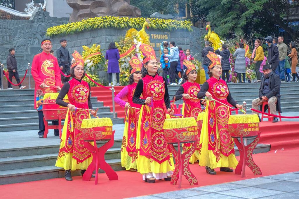 A Dong Da hill traditional spring festival in Hanoi, Vietnam. This is an ancient traditional festival with many colorful activity.
