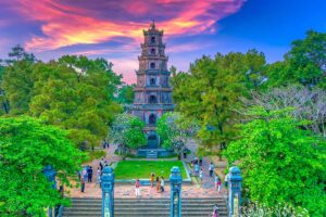 Hue in April - Sunset over Thien Mu Pagoda