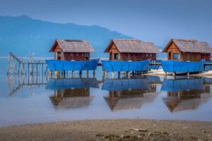 Hue in February - Lap An Lagoon with nice blue sky in the early morning
