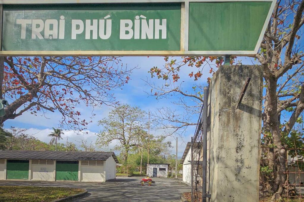 Entrance sign of Phu Binh Camp on Con Dao, known for the American Tiger Cages used during the Vietnam War as part of the Con Dao prison complex.