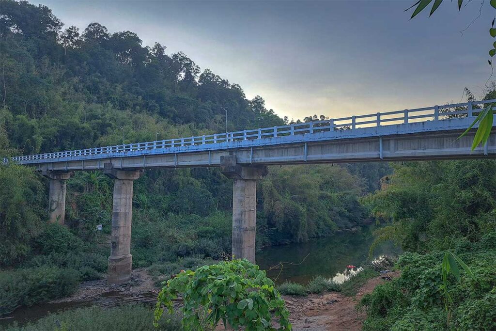 A bridge part of the main highway that runs through Bu Gia Map National Park crossing a stream
