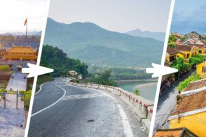 Scenic transfer from Hue to Hoi An via the Hai Van Pass, combining the Imperial City, coastal mountain viewpoints, and Hoi An Ancient Town.