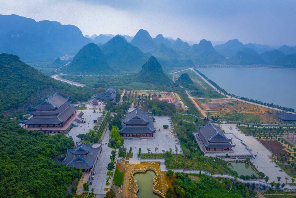 Aerial view of Tam Chuc Pagoda and Tam Chuc Lake