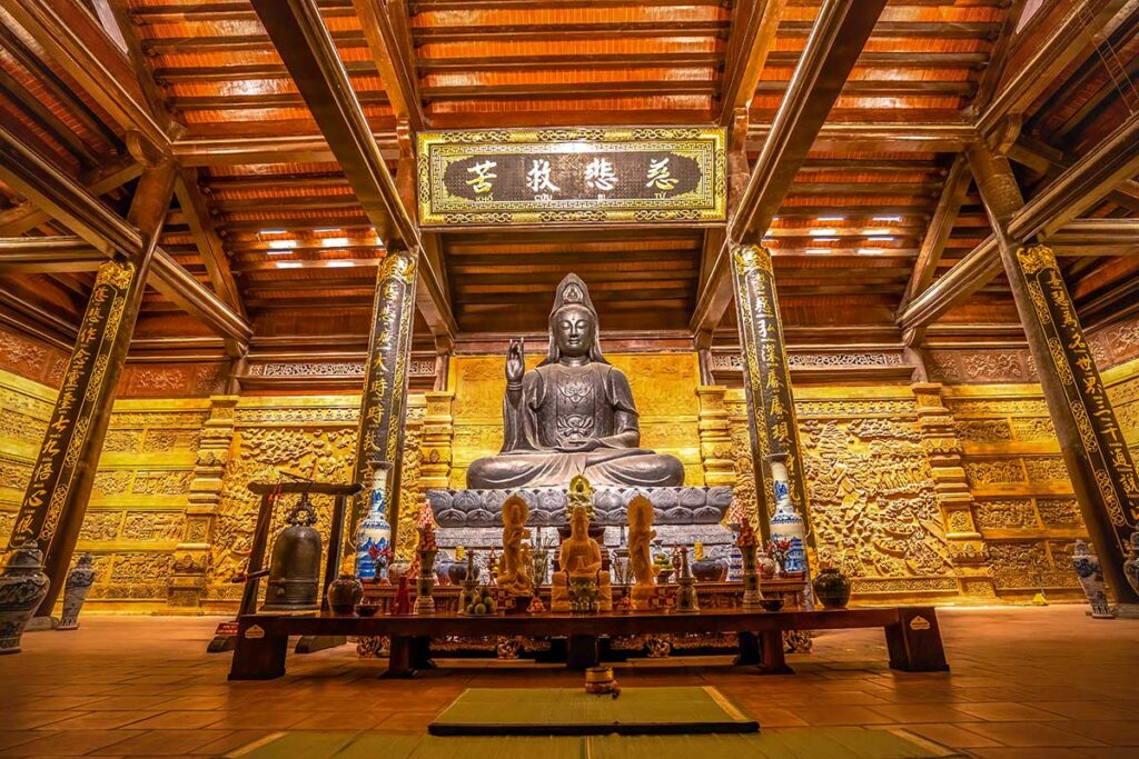 A 150-ton bronze statue of Shakyamuni Buddha at Tam Chuc Pagoda