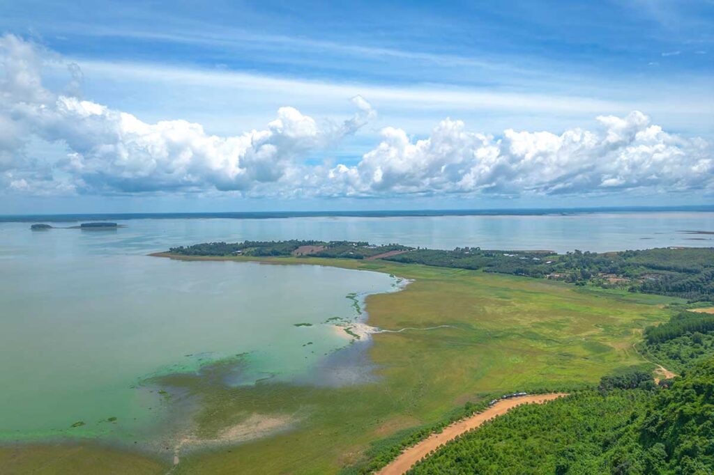 Aerial view of Tri An Lake