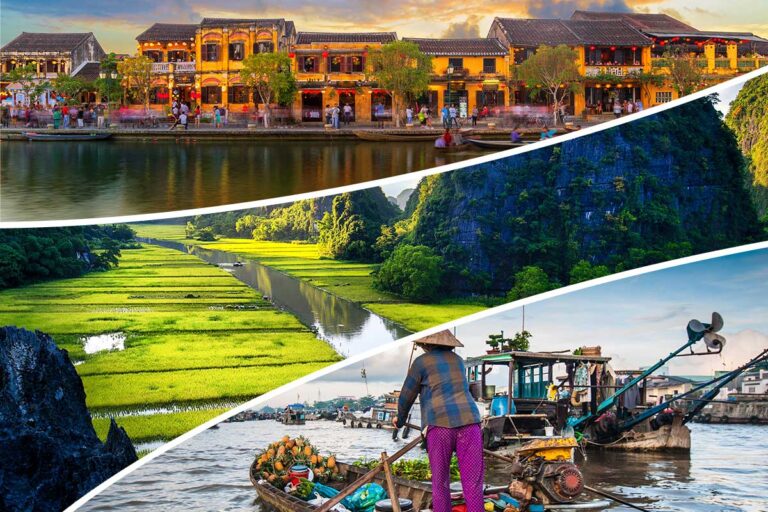 2-week Vietnam tour from south to north covering Phu Quoc beaches, Mekong Delta, Hoi An, Ninh Binh, and Halong Bay.