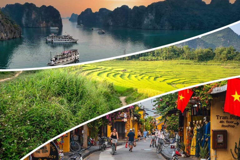 3-week Vietnam tour combining nature, culture and beach relaxation with Halong Bay cruise, rice terraces, and Hoi An heritage.