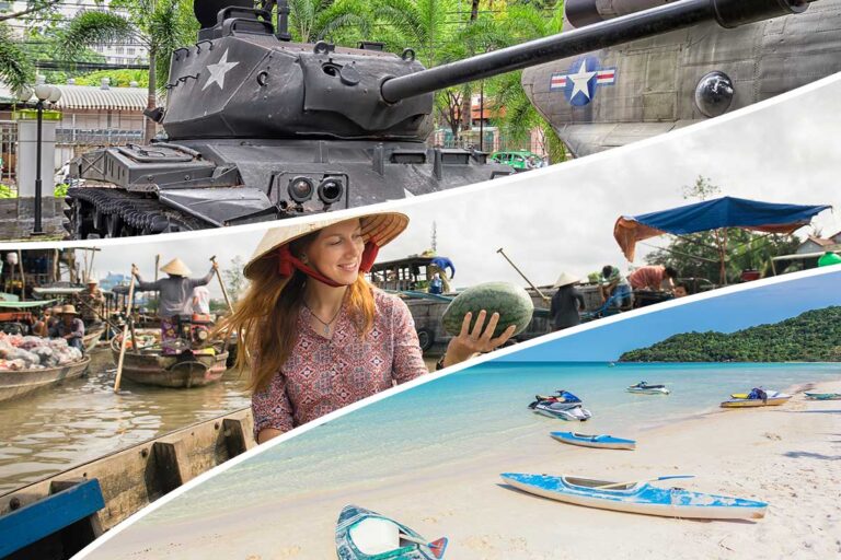 7-day South Vietnam package tour featuring Ho Chi Minh City history, Mekong Delta floating markets, and Phu Quoc beaches.