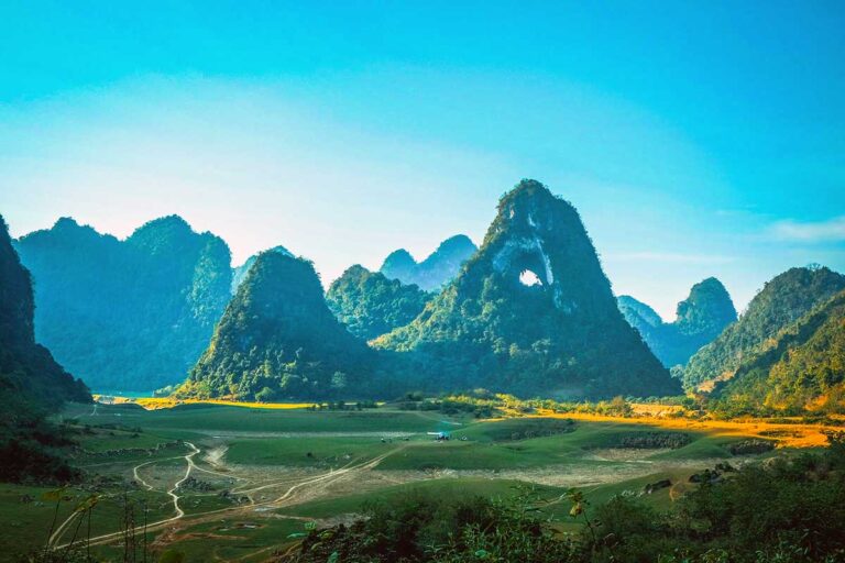 Mountain landscape of Cao Bang with Angel Eye Mountain