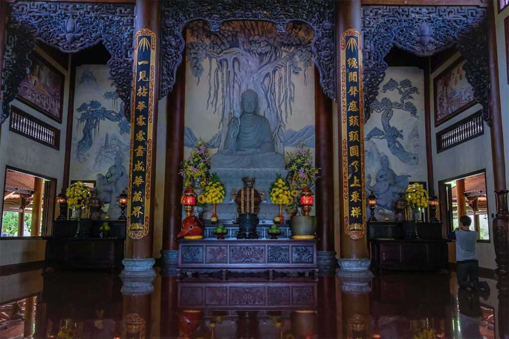 Praying altar inside Bach Ma Zen Monastery