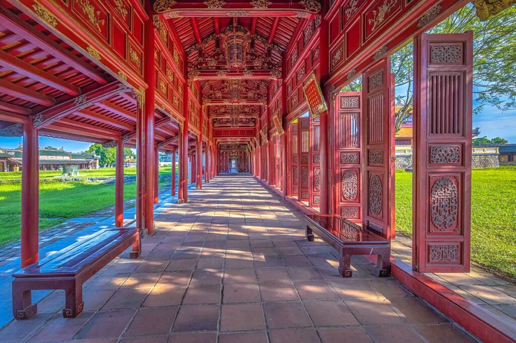 A hallway part of the wall of Can Thanh Palace inside the Forbidden Purple City of Hue