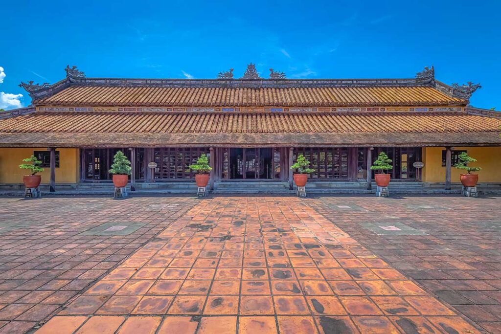 The Dien Tho Main Hall and courtyard within Dien Tho Palace in Hue Imperial City