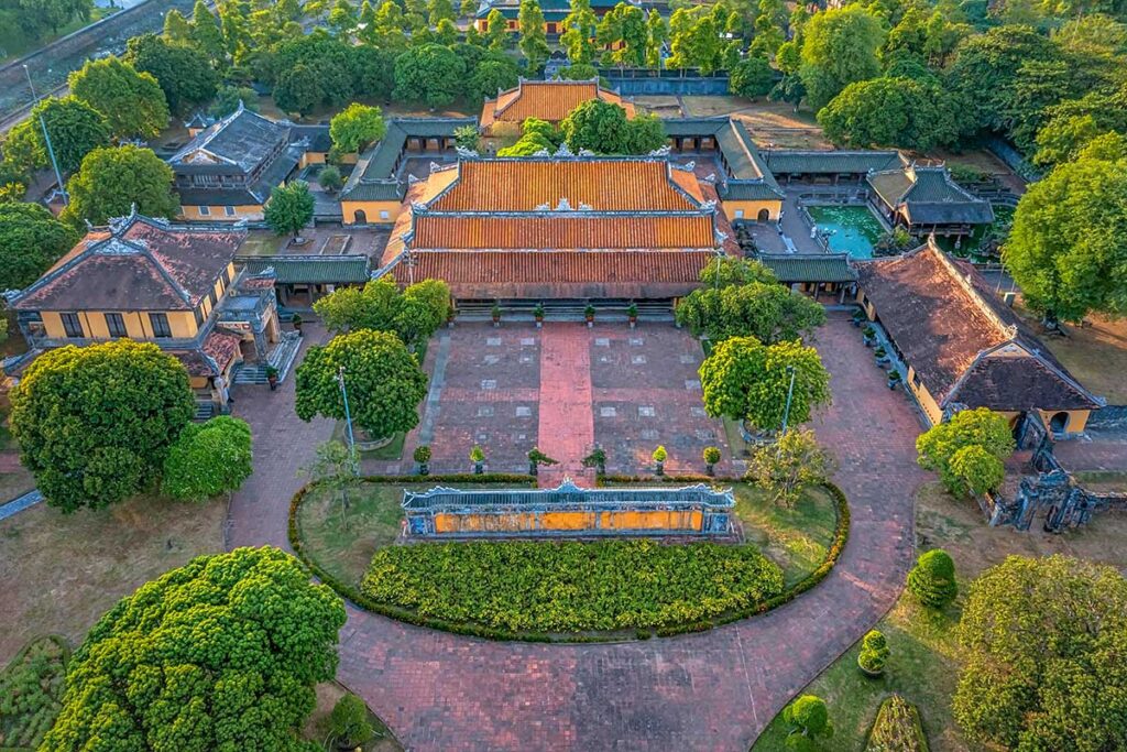 Aerial view of Dien Tho Palace inside Hue Imperial City