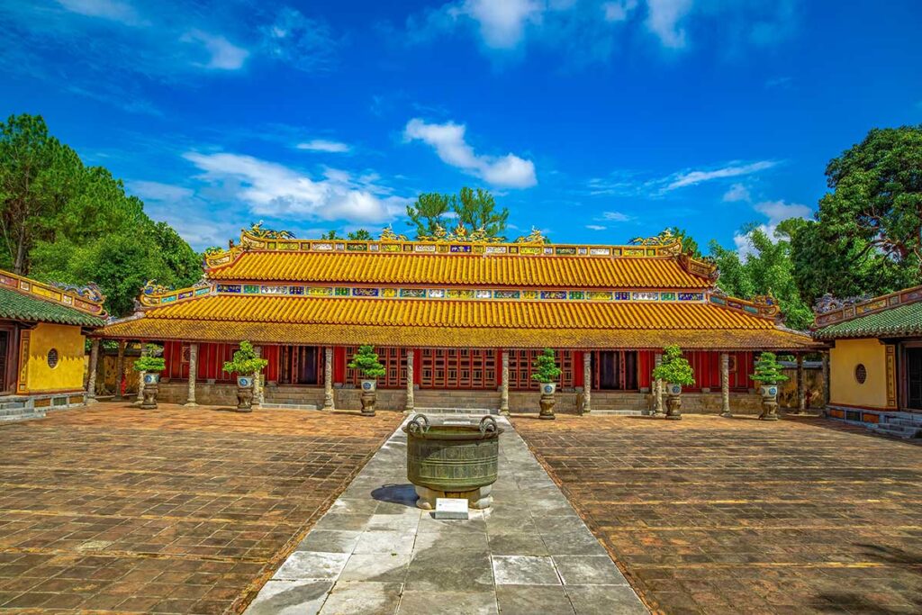 The courtyard with Ngung Hy Temple inside Dong Khanh Tomb in Hue
