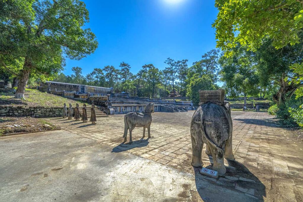 Bái Đình Courtyard and Honor Guards inside Gia Long Tomb in Hue