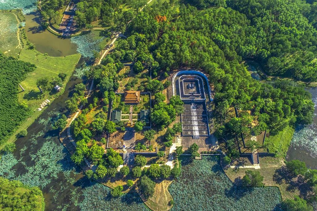 Aerial view of the Tomb of Gia Long in Hue