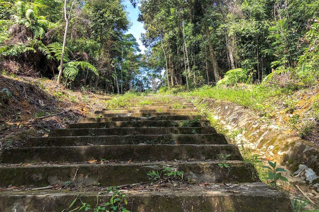The stone stairs leading up Hamburger Hill (A Bia Mountain)