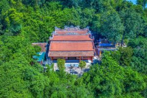 Aerial view of Hon Chen Temple hidden between the trees
