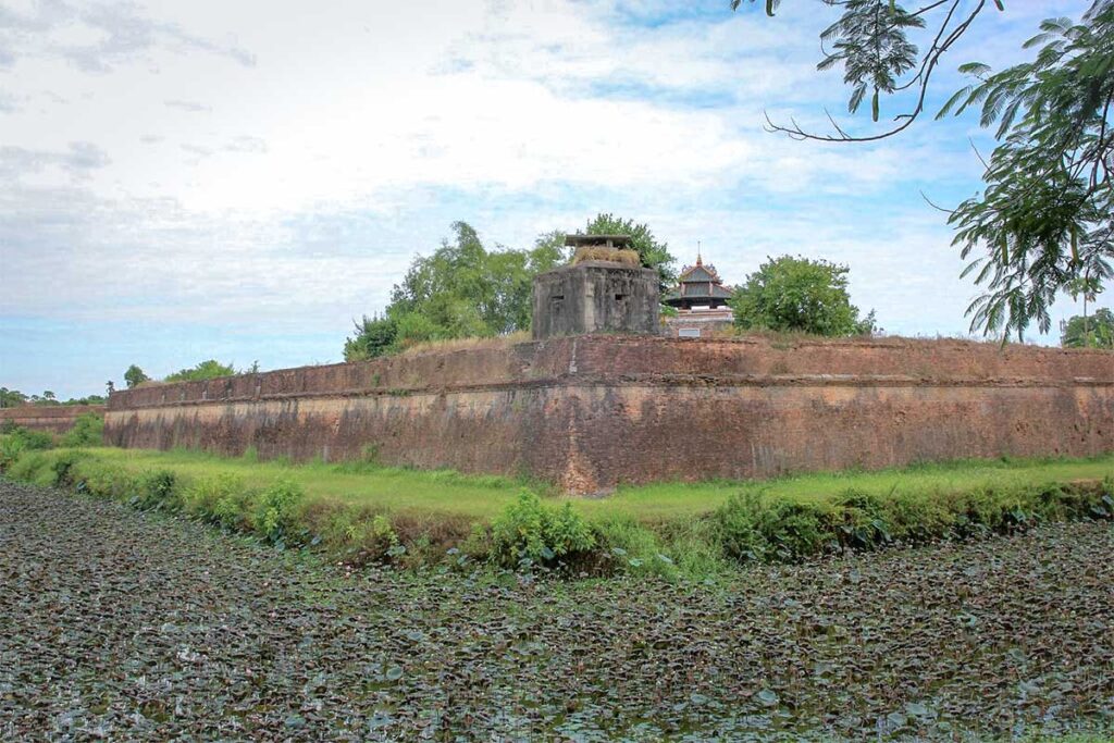 The moat and the corner walls of Hue Citadel seen from outside