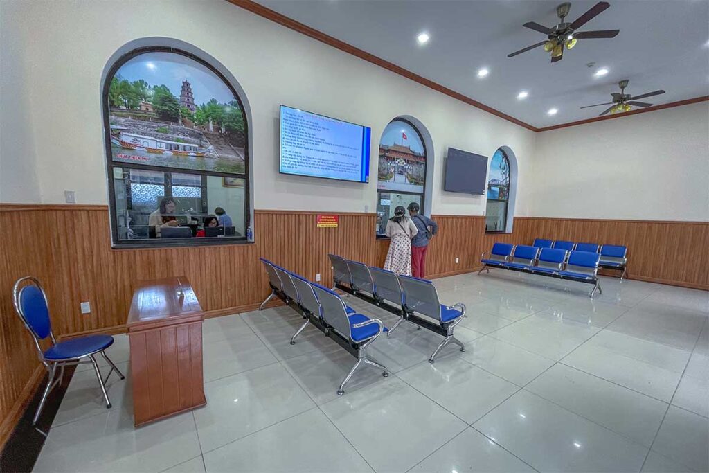 The ticket booth area within Hue Railway Station