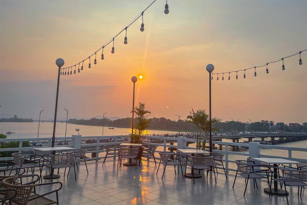View over the Perfume River during sunset at Rooftop Bar – Le Cercle