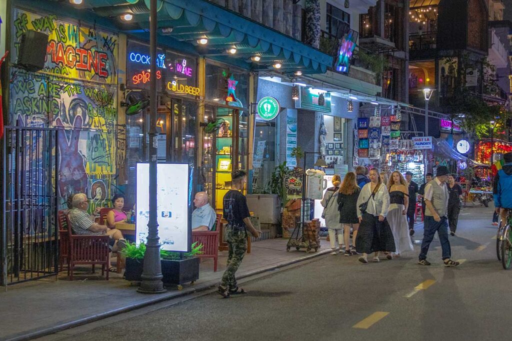 Tourists at Hue Night Walking Street