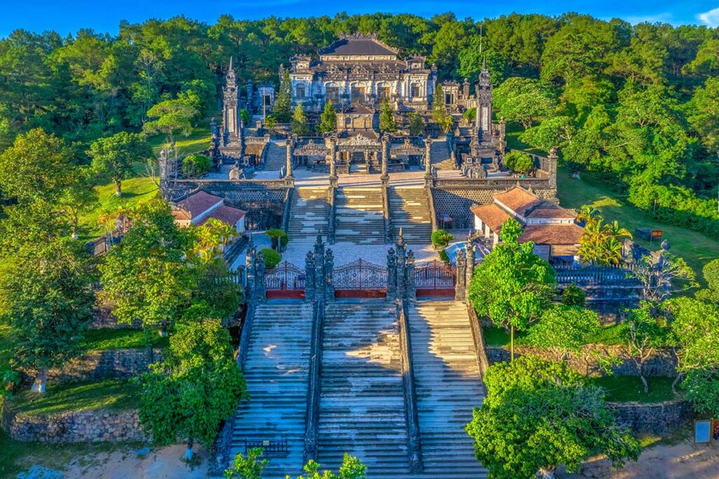 View of the whole complex of Khai Dinh Tomb in Hue