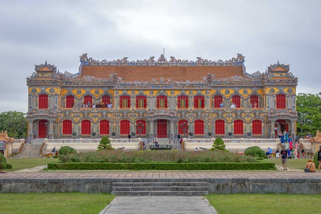 The outside of Kien Trung Palace within Hue Imperial City seen from the garden area