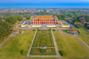 Kien Trung Palace in Hue seen from drone view