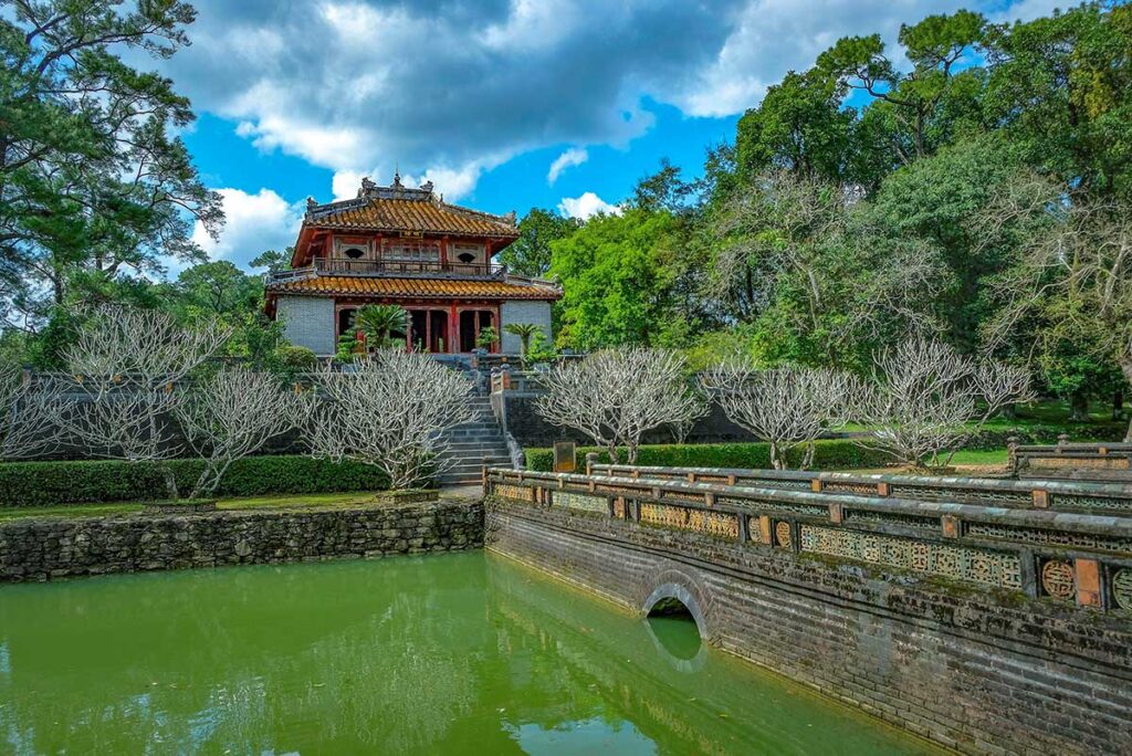 One of the three stone bridges part of Thong Minh Chinh Truc Bridge inside the complex of Minh Mang Tomb