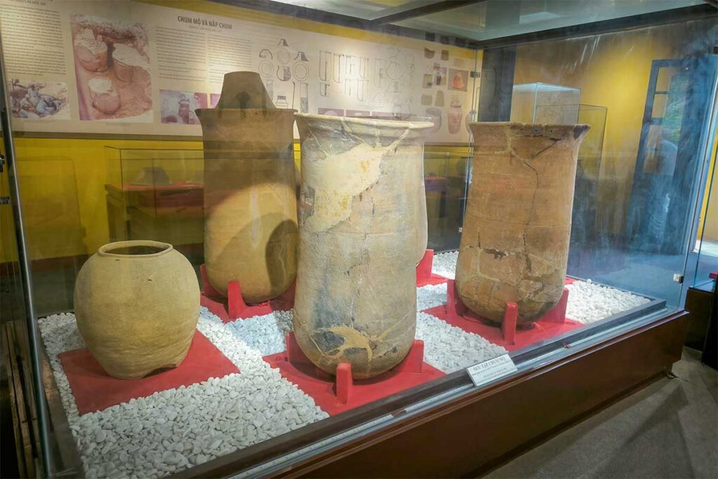 Ancient burial jars displayed at the Museum of Sa Huynh Culture in Hoi An