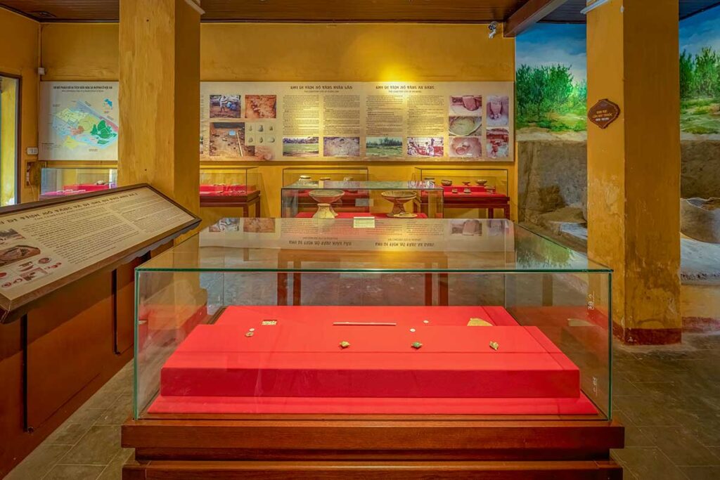 Exhibition room at the Museum of Sa Huynh Culture in Hoi An Old Town, showcasing archaeological finds and artifacts from early Sa Huynh settlements.