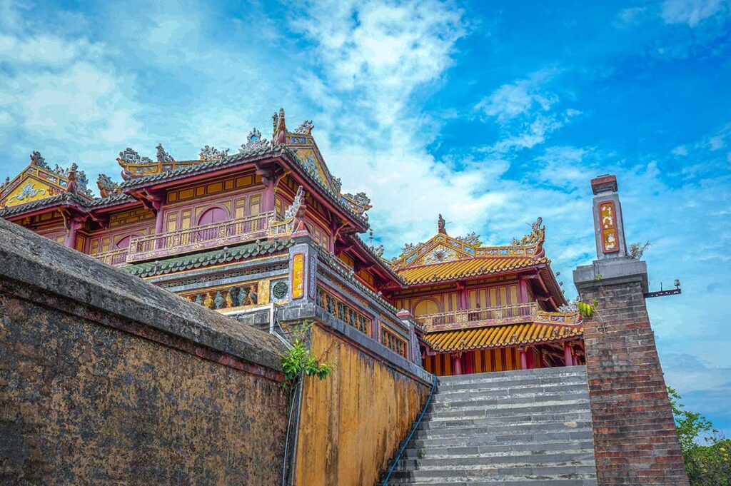 Stairs that lead to the Pavilion of Five Phoenixes on top of the Ngo Mon Gate
