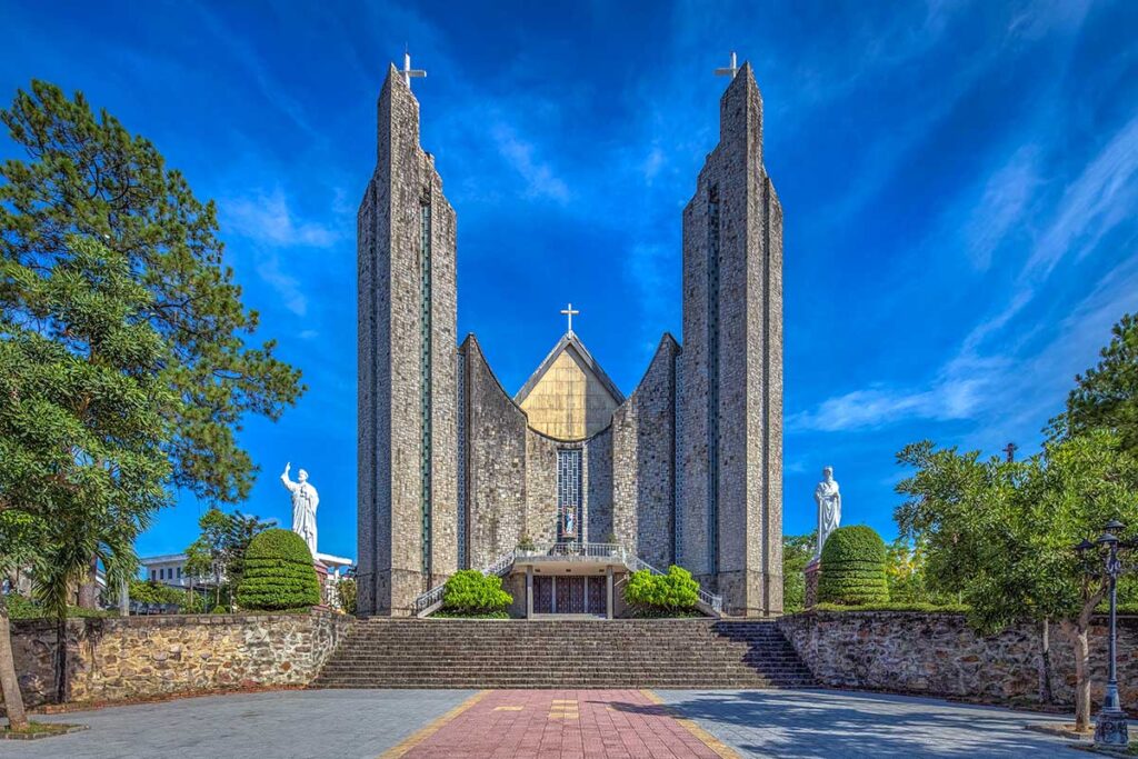 The front of Phu Cam Cathedral in Hue