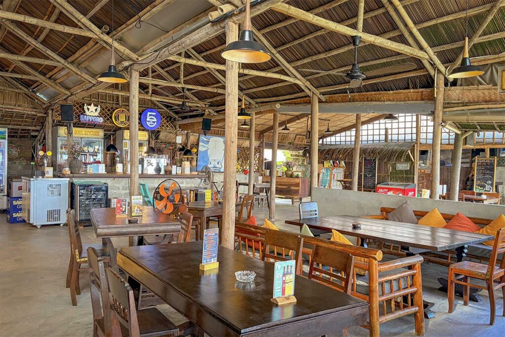 Interior of Soul Kitchen beach bar at An Bang Beach Hoi An, a popular venue for live music and relaxed seaside dining.