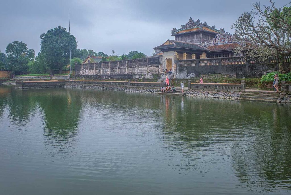 A large pond behind Thai Binh Reading Pavilion in Hue Imperial City
