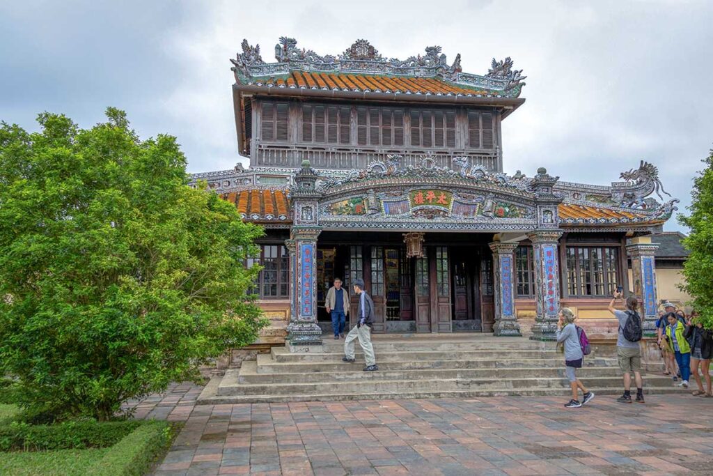 The front of Thai Binh Reading Pavilion within the Forbidden City - part of Hue Imperial City