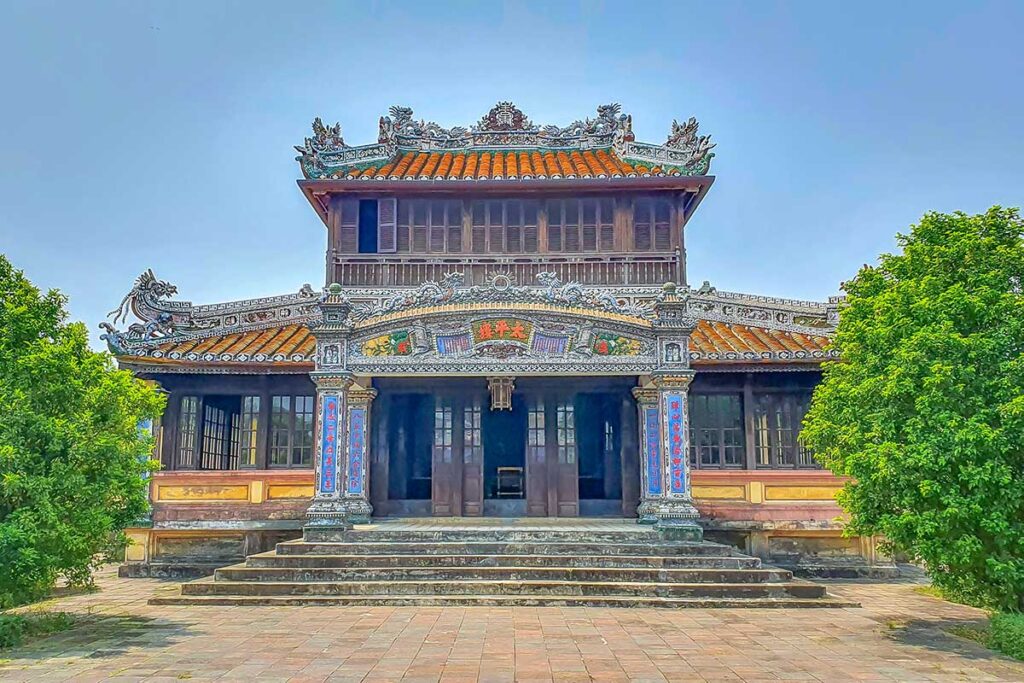 The front of Thai Binh Reading Pavilion inside the Forbidden City of Hue
